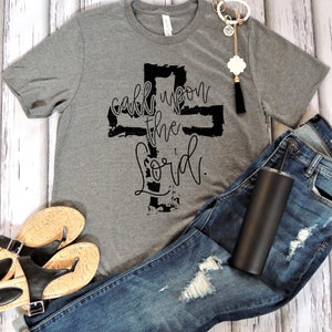 Call upon the lord- rustic cross- Heather deep