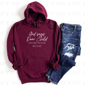 God says Dear Child "That's what you did not who you are "- Gildan 18500-Hoodie